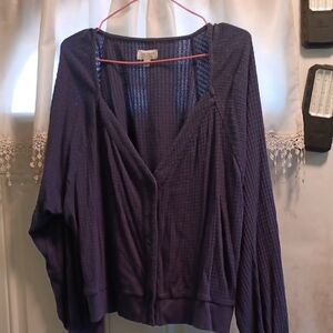 2/$15 Tru-Craft Slate Blue Button-Up Top